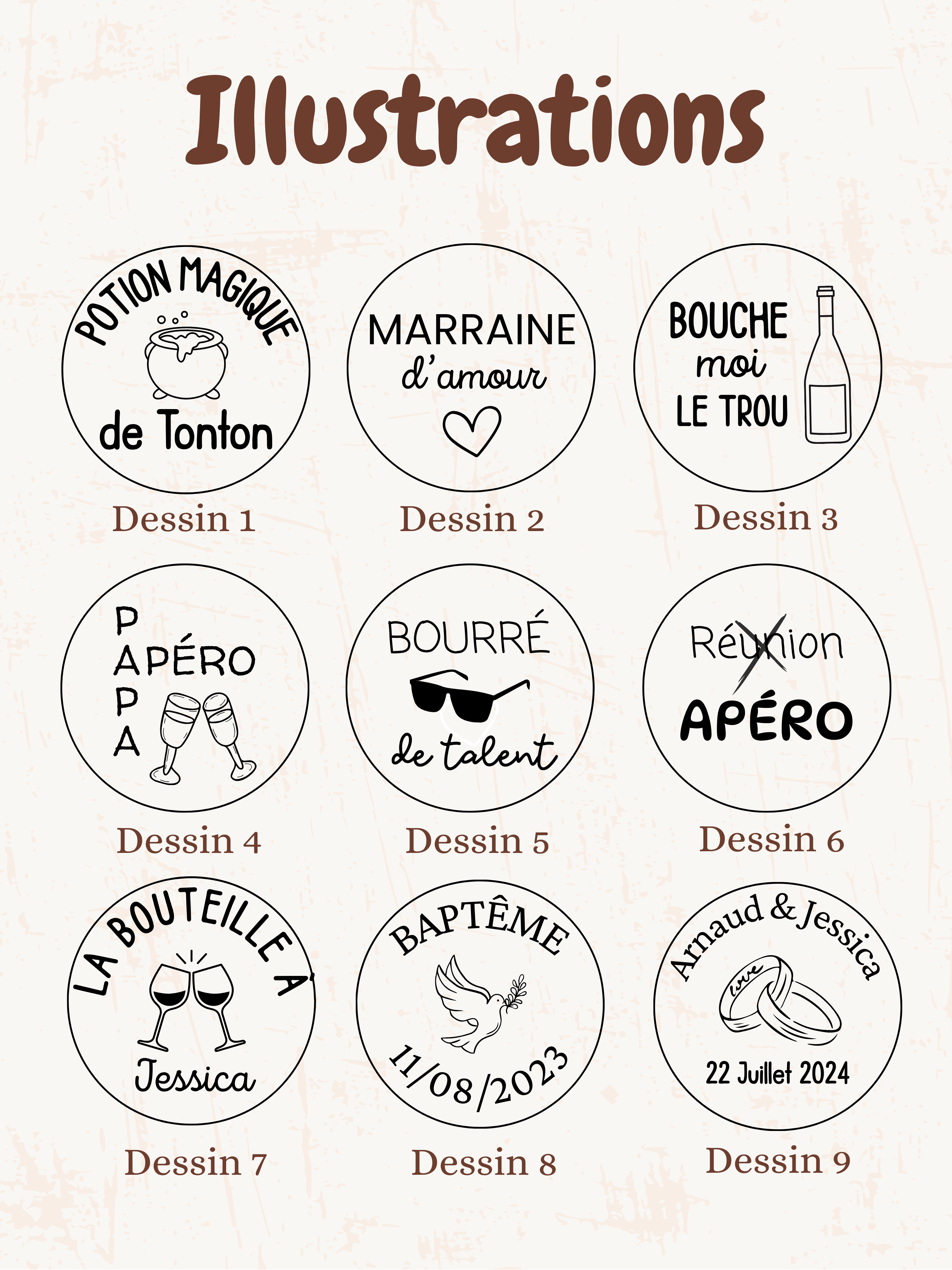 Bouchon de bouteille de vin personnalisé