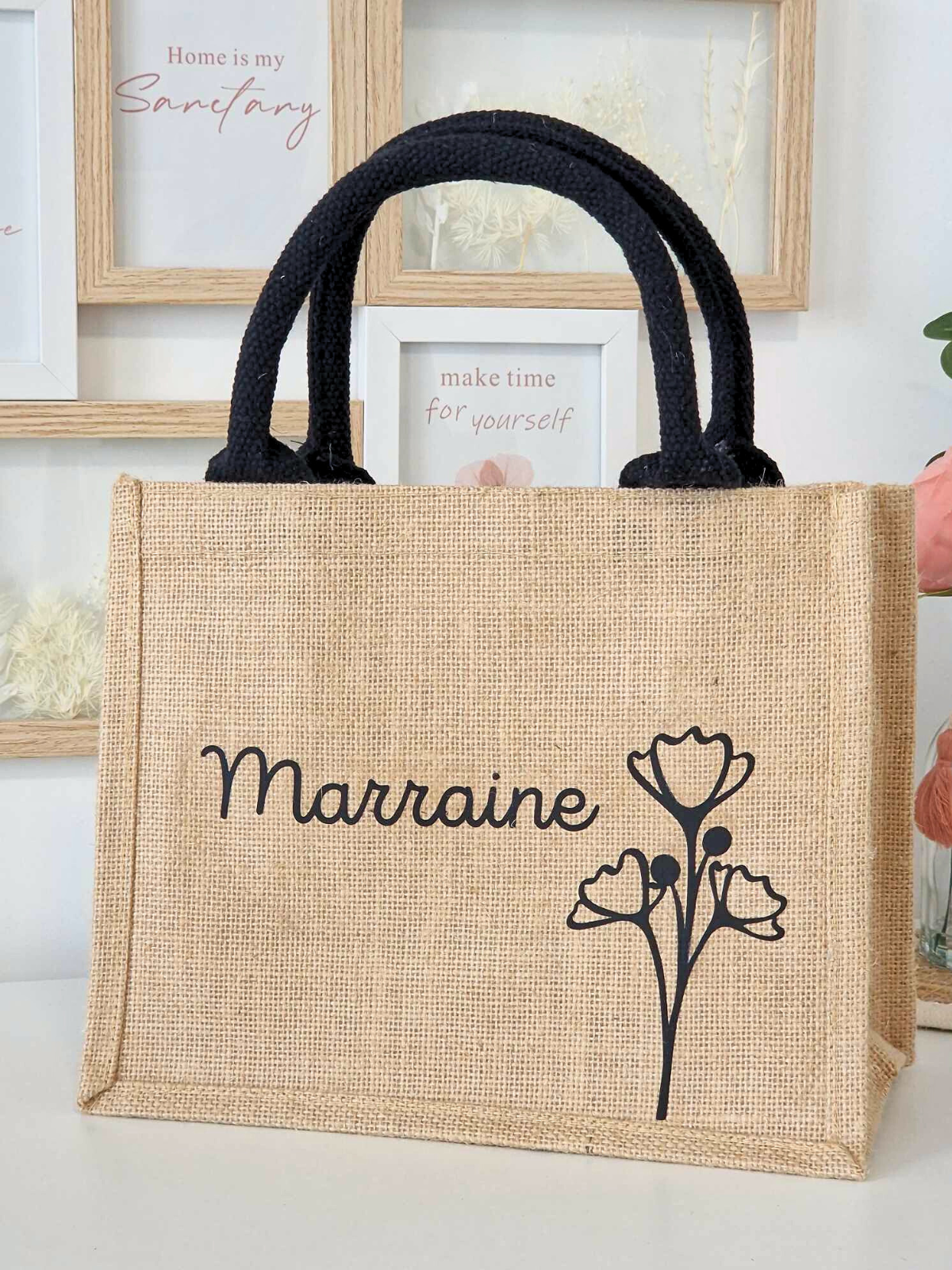 Petit sac en toile de jute à personnaliser
