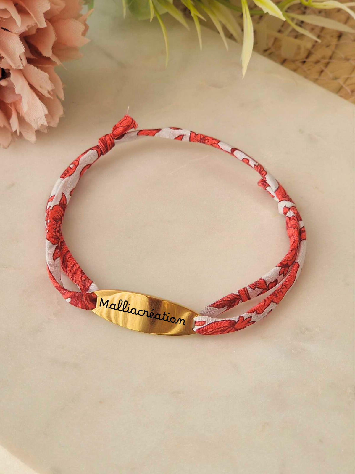 Gourmette Liberty Fleuri - Personnalisable