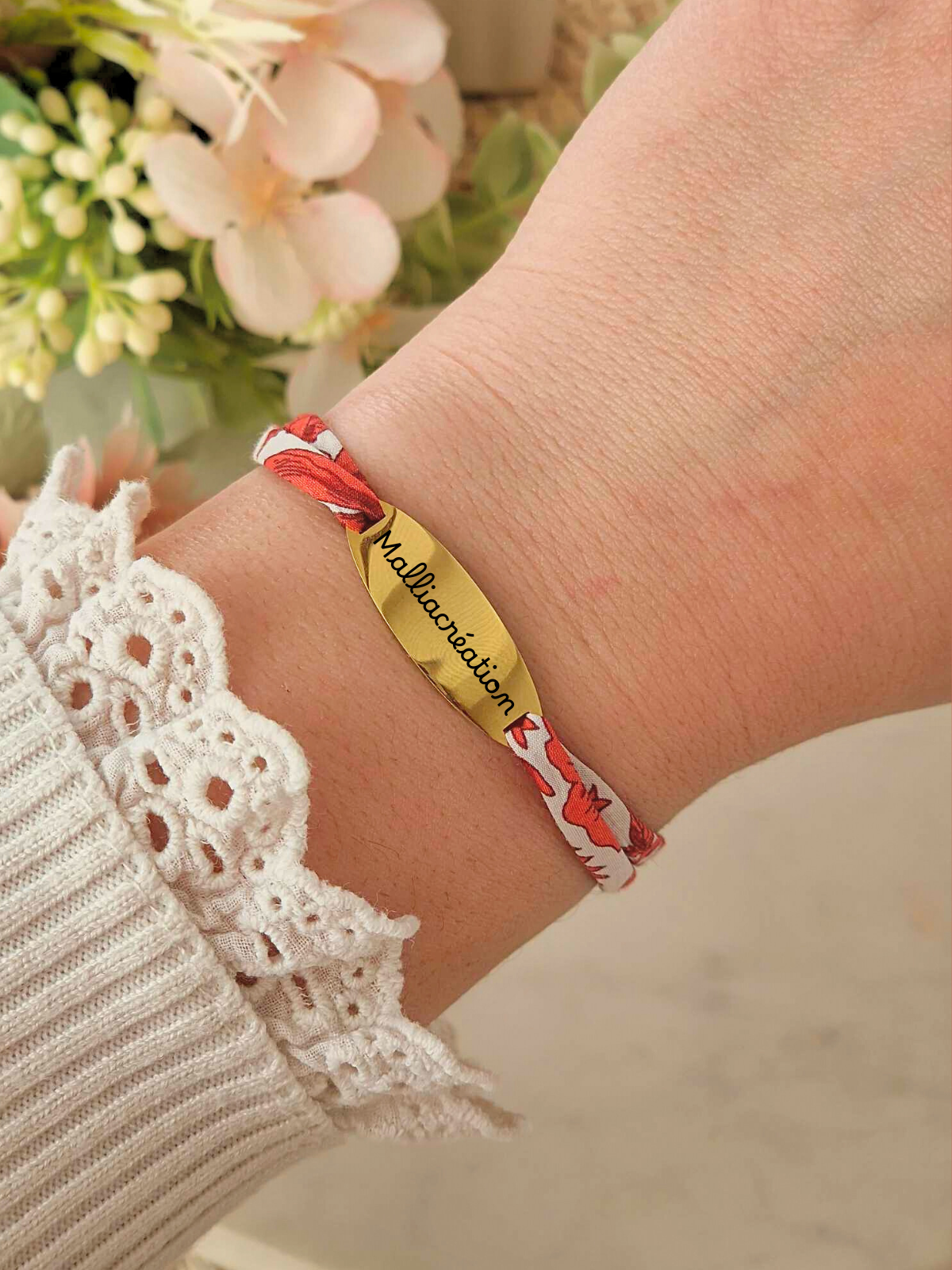 Gourmette Liberty Fleuri - Personnalisable