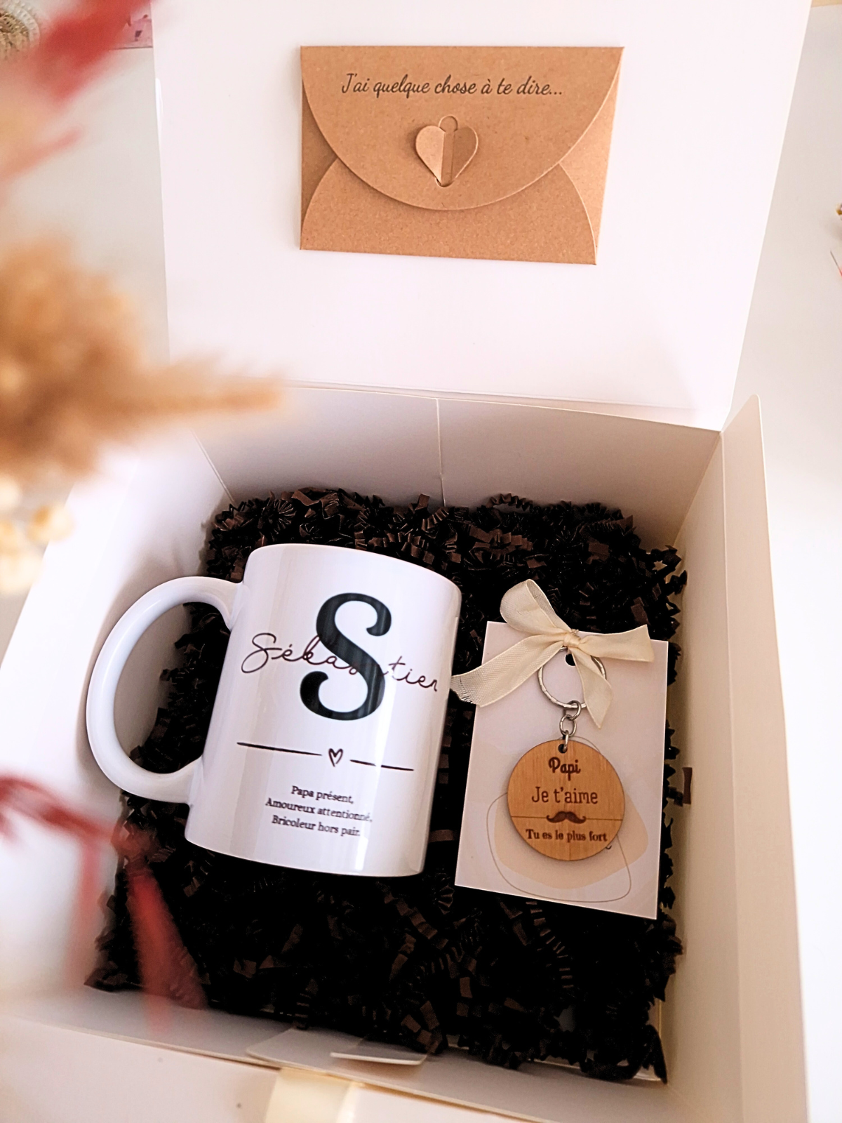 Box “Petit Bonheur” – Tasse & Porte-clé personnalisés