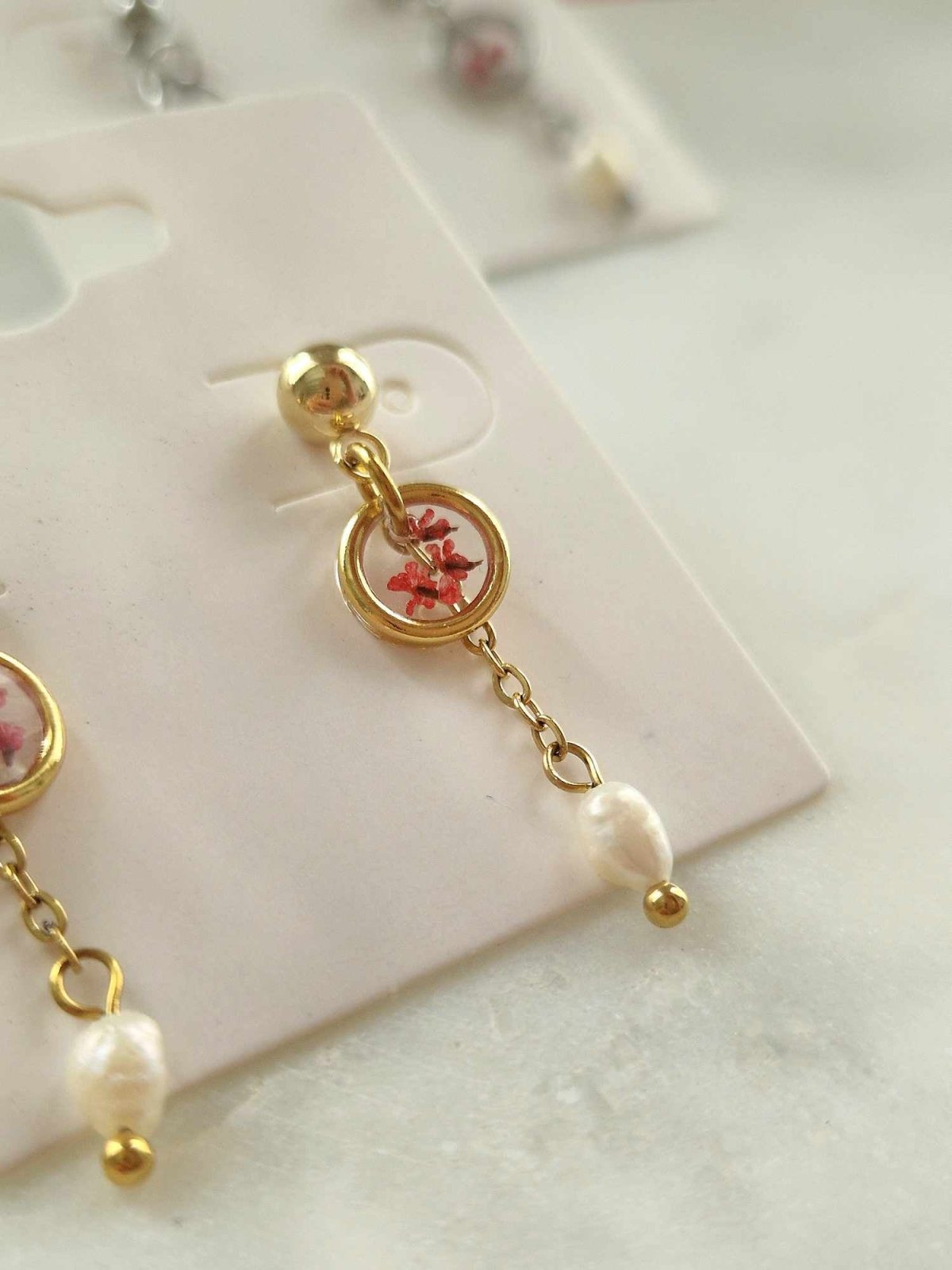 Boucles d'oreille en fleur séchée - malliacreation