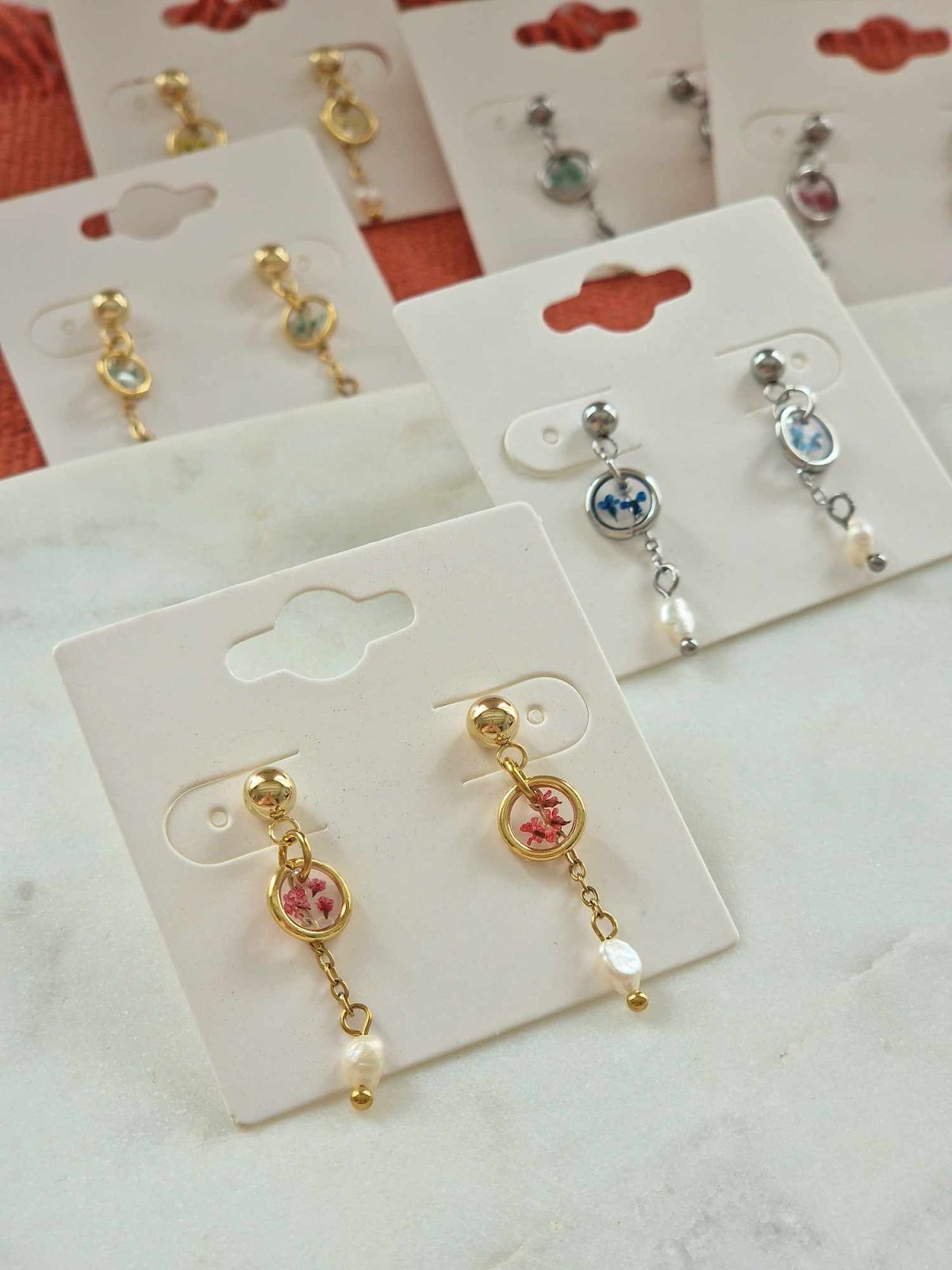 Boucles d'oreille en fleur séchée - malliacreation