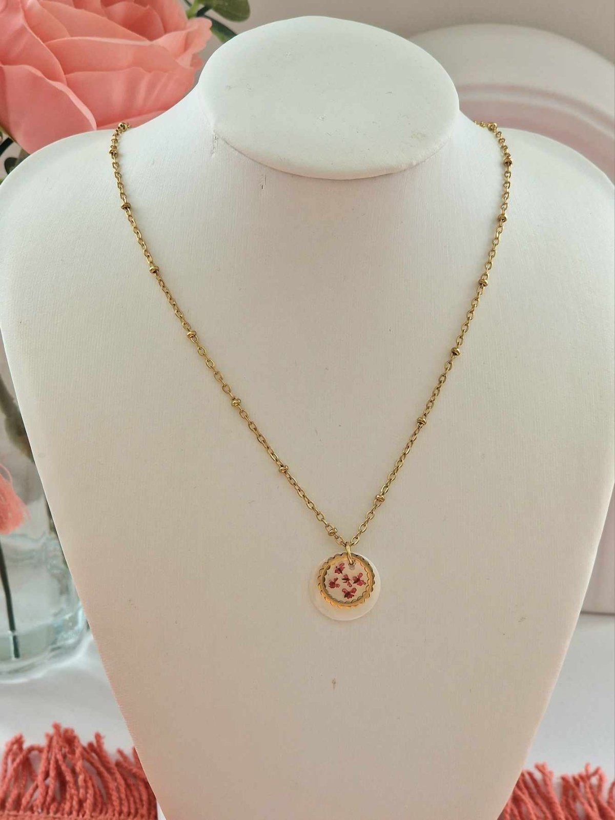 Collier ENARA en fleur séchée - malliacreation