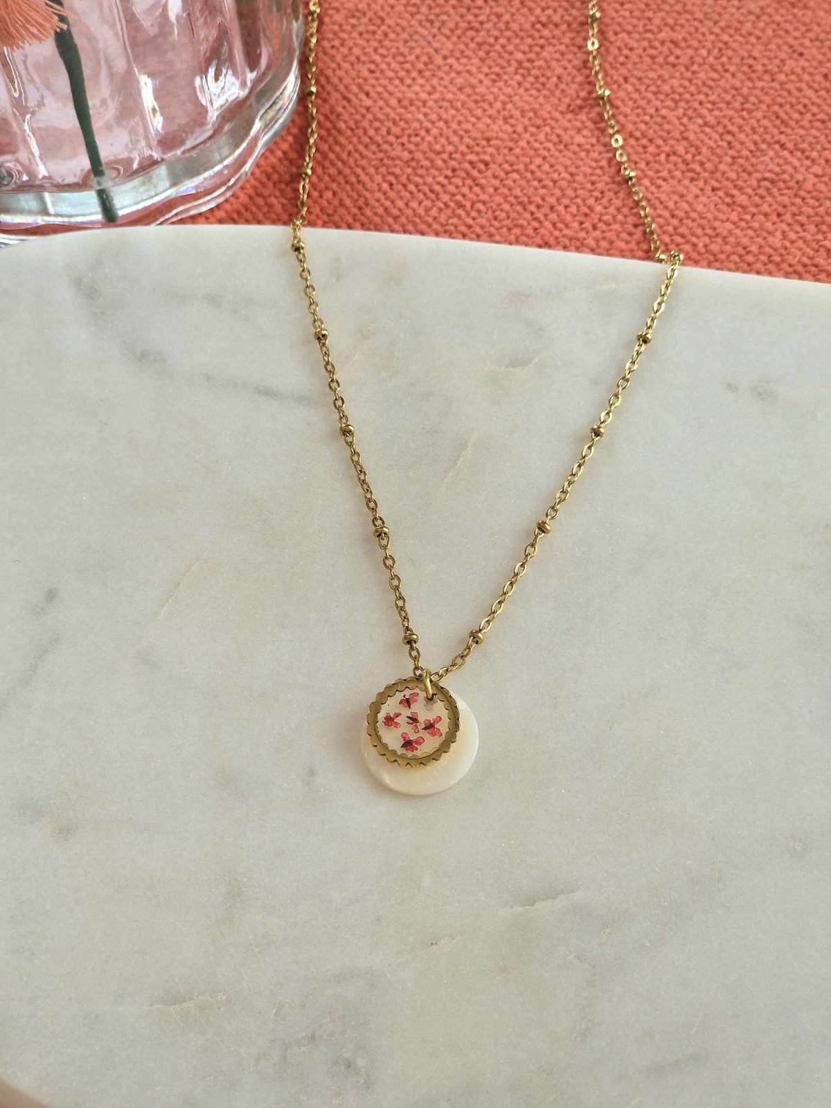 Collier ENARA en fleur séchée - malliacreation
