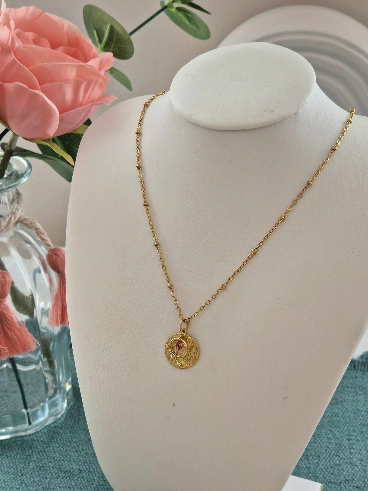Collier fleur séchée - malliacreation