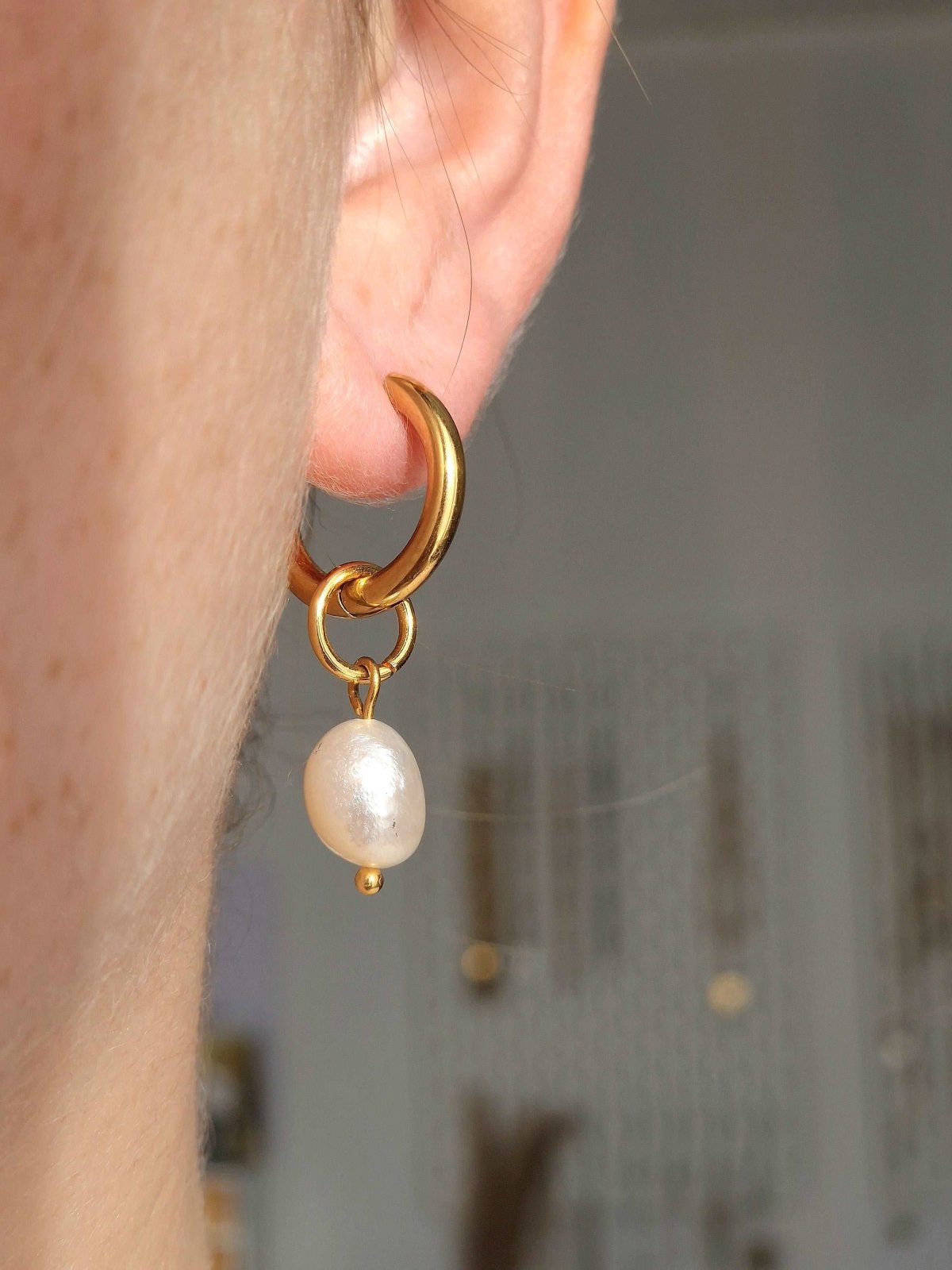 Boucles interchangeables perle d'eau douce - malliacreation
