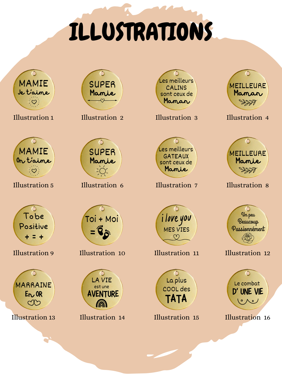 Bague ajustable en acier inoxydable avec médaillon personnalisable