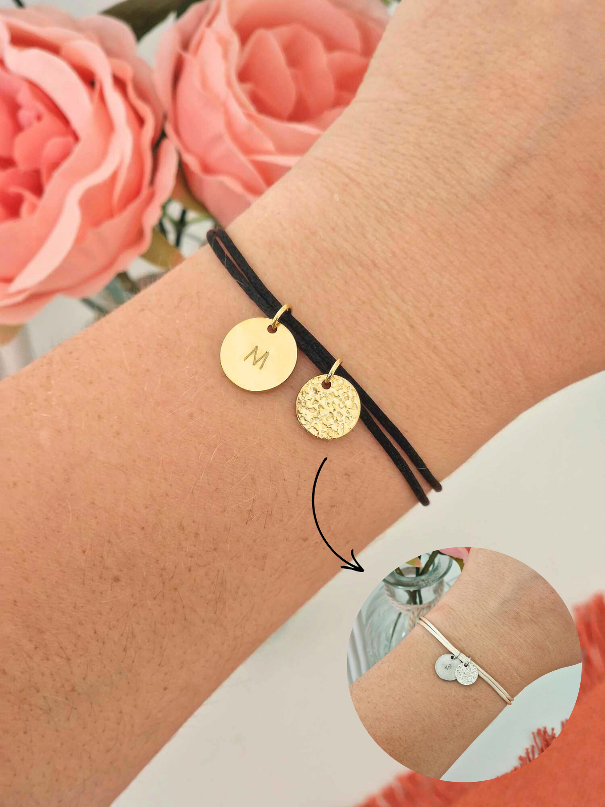 LUNA | Bracelet cordon initiale