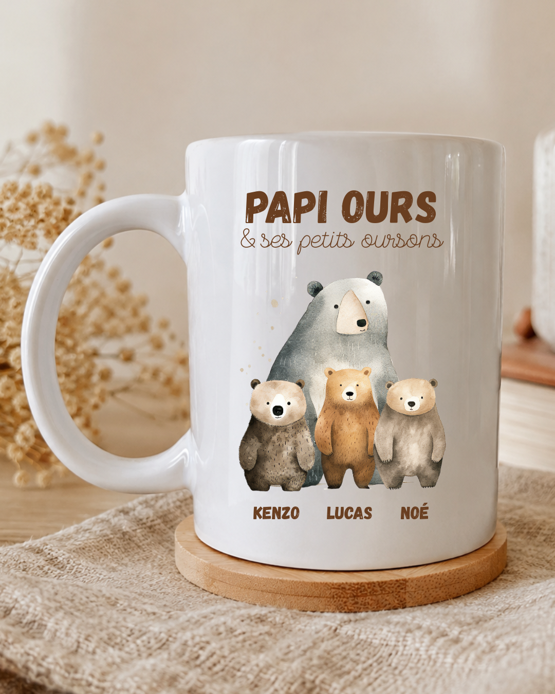 Mug personnalisé – Ours & ses petits oursons 🐻